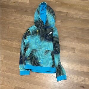 Nike Blue and Green Graphic Hoodie
